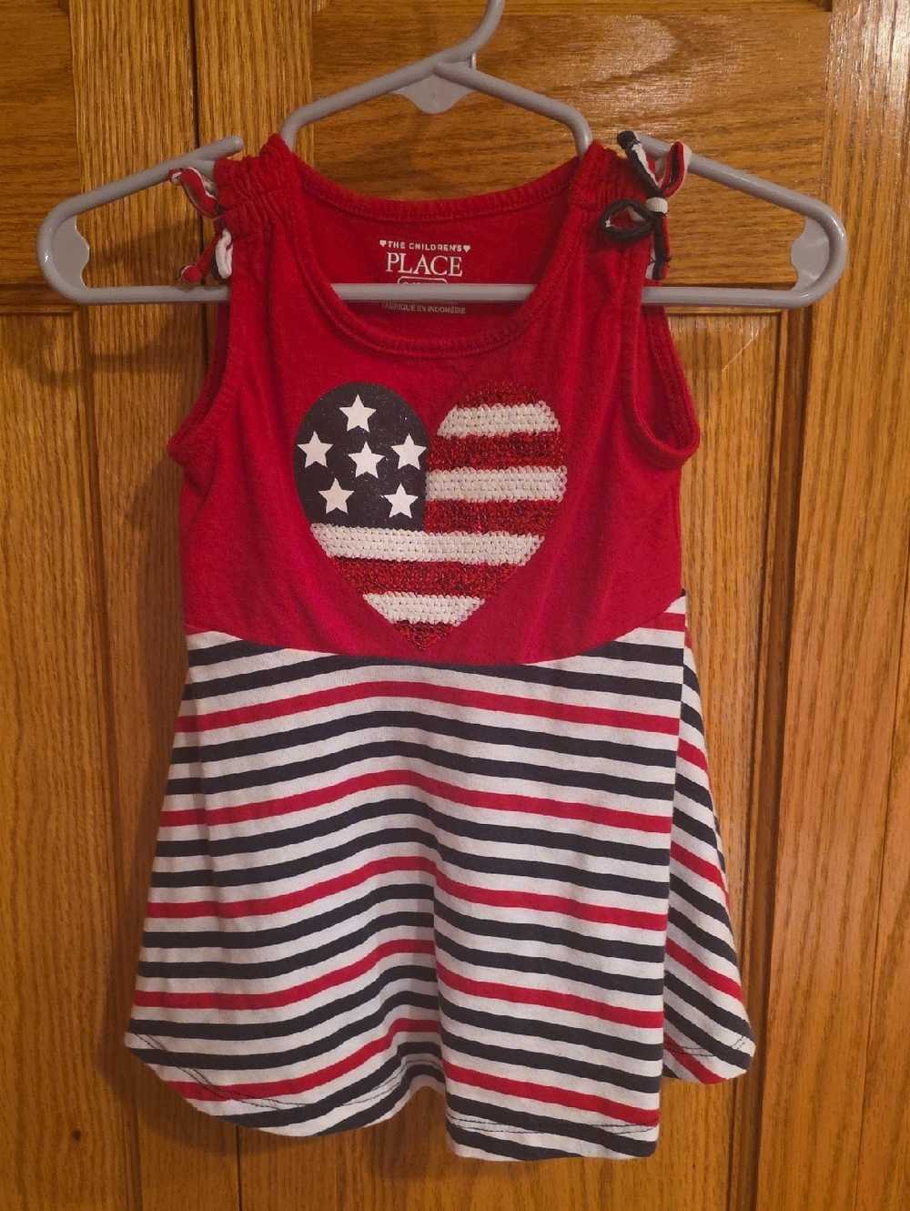 The Children's Place Red, White & Navy Striped Heart Tie-Shoulder Casual Dress